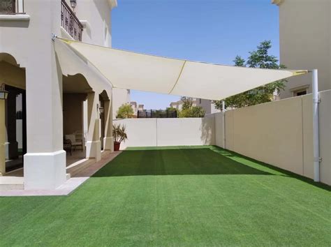Shade Sail In Arabian Ranches Installed With Posts Umbrella Shade Sails Awnings Blinds