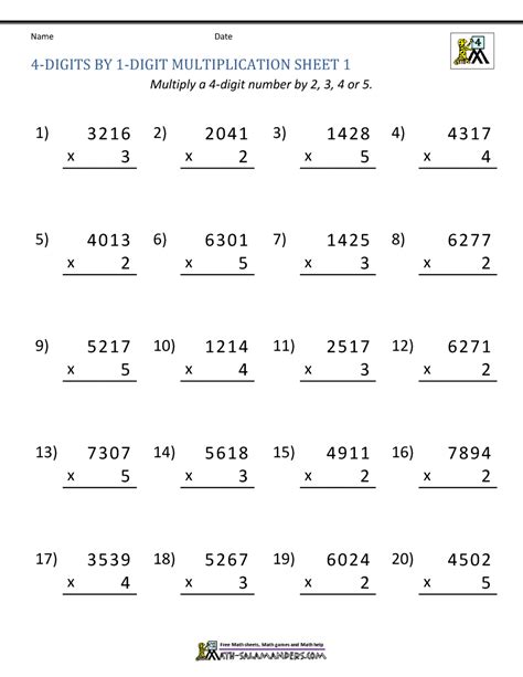 Multiplication Worksheets Grade 4 With Answer Key Worksheets Library