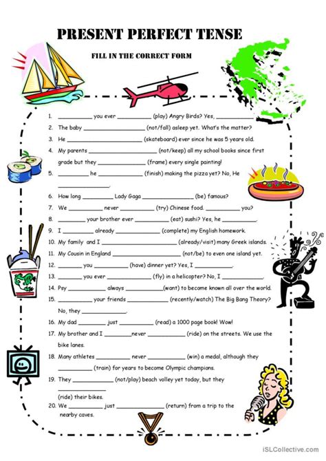 A1 Present Perfect Simple Practice F English Esl Worksheets Pdf And Doc
