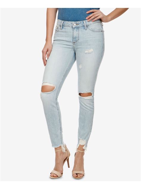 Lucky Brand 89 Womens New 1017 Light Blue Ripped Skinny Jeans 4 B B Ebay