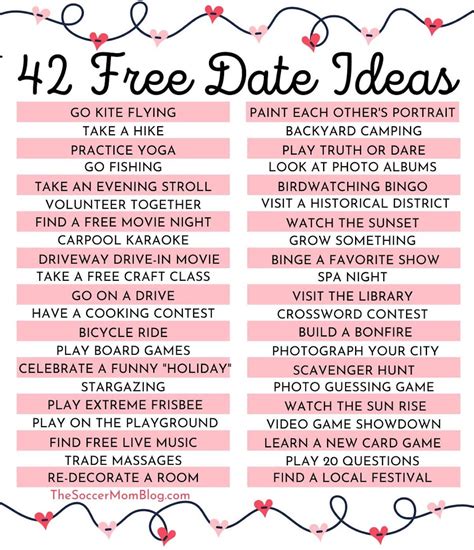 Date Night Ideas Checklist Free Printable Living La Vida Off