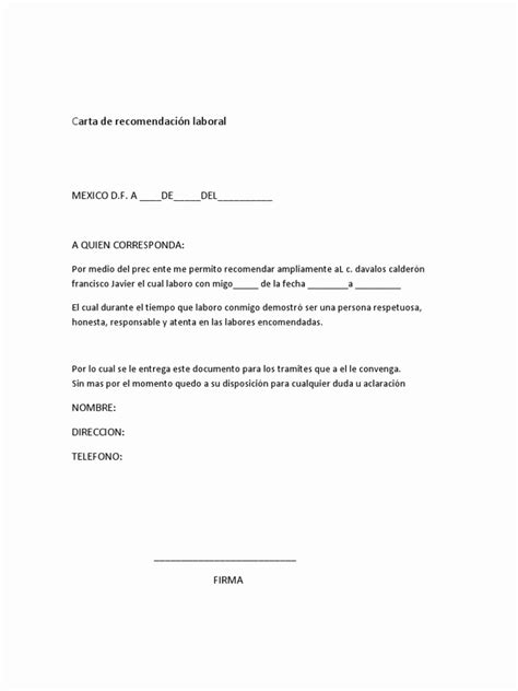 Carta De Recomendacion Personal Ejemplo Elegant Referencia Laboral