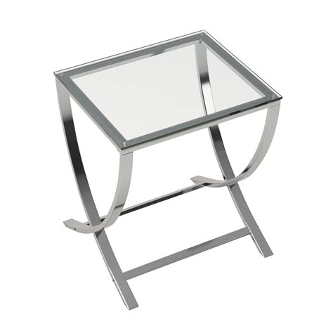 The base is made of stainless steel with a clear glass top. Vivien Glass Small Accent End Side Table Living Room Coffee Sofa Table Nightstand Chrome Finish