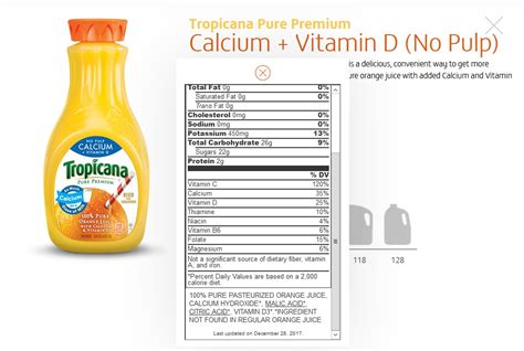 Calcium Fortified Orange Juice Nutrition Facts Nutrition Ftempo