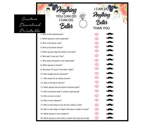 Bride And Groom Trivia Game Instant Download Anything You Can Do I Can Do Better Great Game To