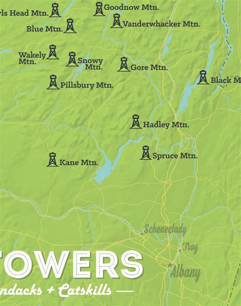 Adirondack Fire Tower Challenge Map 11x14 Print Best Maps Ever