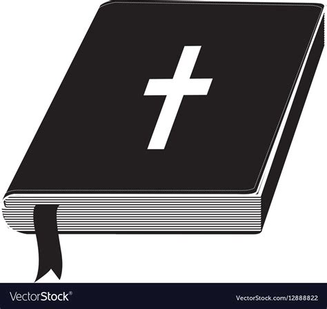 Monochrome Silhouette With Holy Bible With Ribbon Vector Image