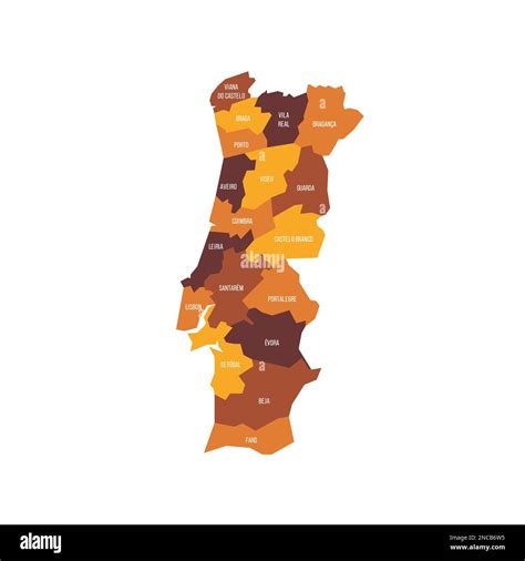 Portugal Political Map Of Administrative Divisions Districts Flat