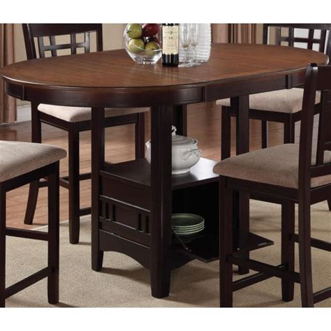 Dual Tone Counter Height Dining Table With Storage Base Brown