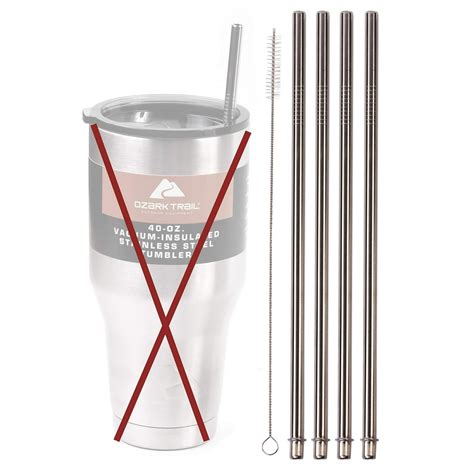 4 Wide 40 Ounce Stainless Steel Straws No Cup For 40 Oz Ozark Trail