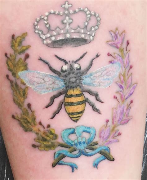French Bee Tattoo Queen Bee With Laurel And Lavender Bee Tattoo