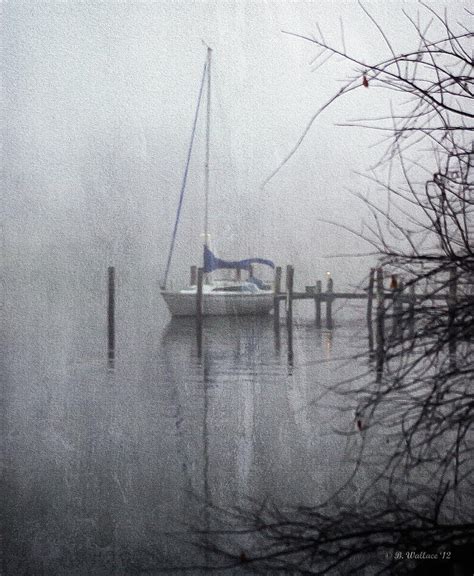Docked In The Fog - Texture Effect Photograph by Brian Wallace