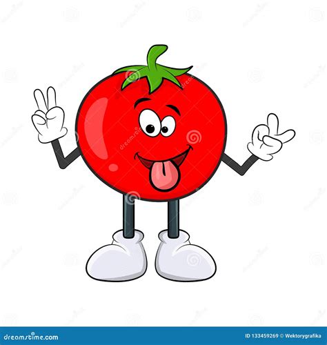 Funny Tomato Character Cartoon Design Isolated On White Background
