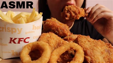 ASMR EATING KFC Original Chicken Recipe Onion Rings And Fries