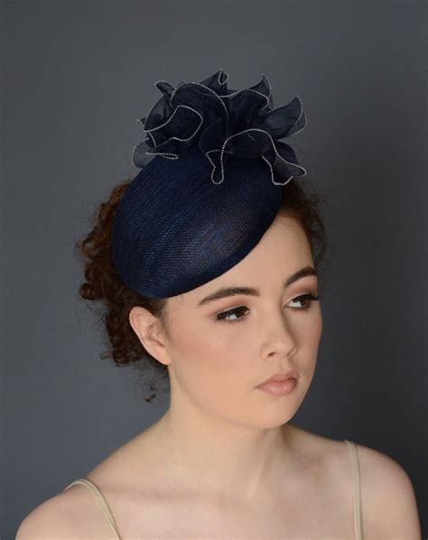 dark navy cocktail hat navy blue fascinator navy wedding hat navy blue royal ascot hat