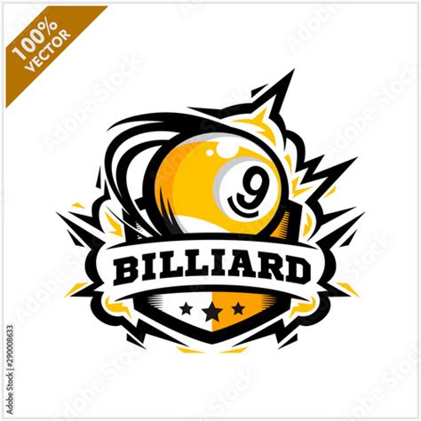 Billiard 9 Ball Swoosh Badge Logo Vector Stock Vector Adobe Stock