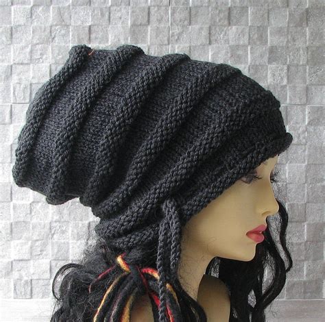 Don't be afraid to roll your beanie back to show more of your face. Extra large beanie Dreadlock hat for long hair with ...