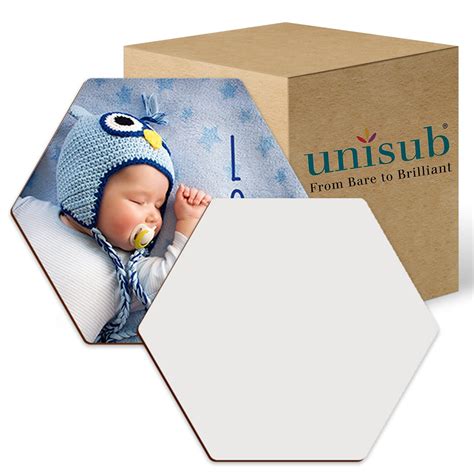 Unisub Sublimation Blank Coaster Hardboard Hexagon With Adhesive Cork Backing Coasters For