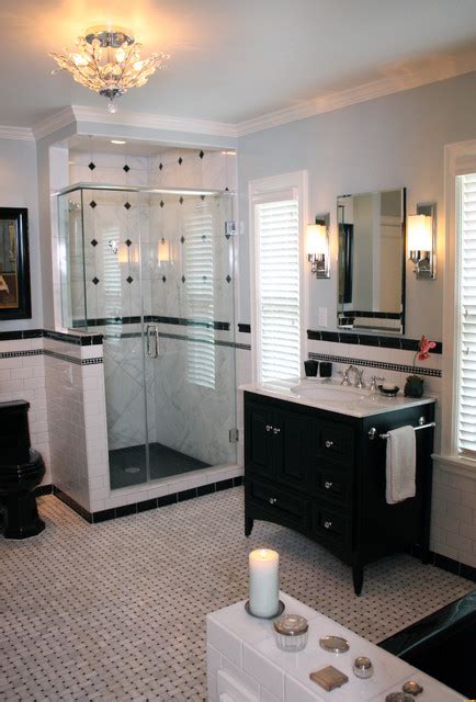 Bathrooms are perfect rooms for mostly that's because of the fact that mostly all bathroom appliances are white. Black and White Contemporary - Traditional - Bathroom ...