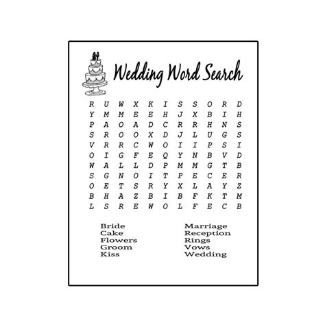 Wedding Word Search Printable Bridal Shower Game Wedding Free Printable Wedding Word Search