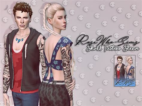 Skull Tattoo Sleeve By Rosewho Sims At Tsr Sims 4 Updates