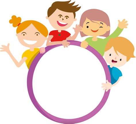 Clipart Four Kids And Circle