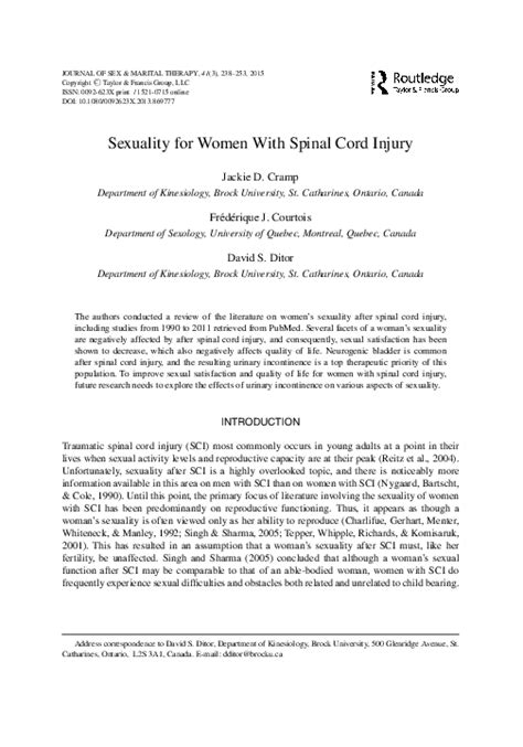 Pdf Sexuality For Women With Spinal Cord Injury Jackie Jacqueline