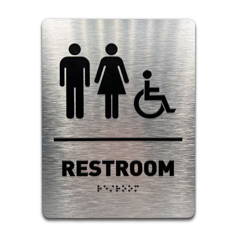 Buy Unisex Wheelchair Bathroom Sign By Gds Ada Compliant Wheelchair Accessible Raised Icons