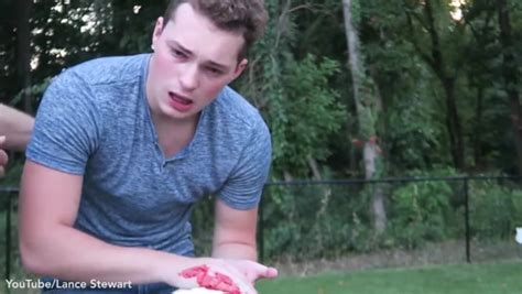 Graphic Video Lad Slices Through Finger With Sword As Fruit Ninja