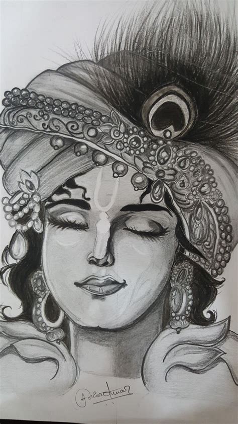 Pencil Sketch Drawing Ideas Of Lord Krishna