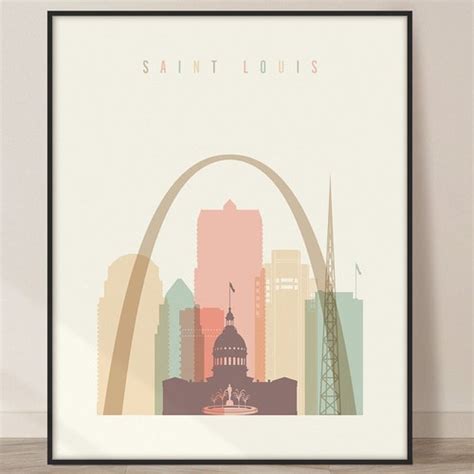 St Louis Missouri Skyline Canvas Print Wall Art Gateway Etsy