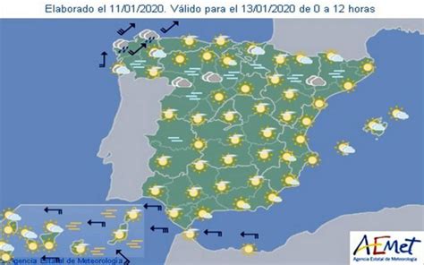 Aemet Pronóstico Del Tiempo En Toda España Hoy 13 De Enero De 2020