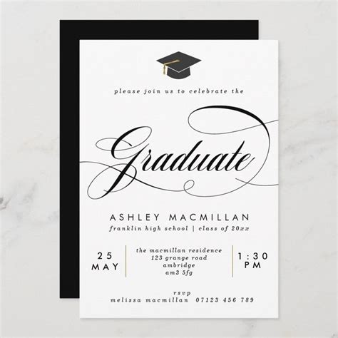 Fancy Black And White Graduation Party Invitation Zazzle Graduation