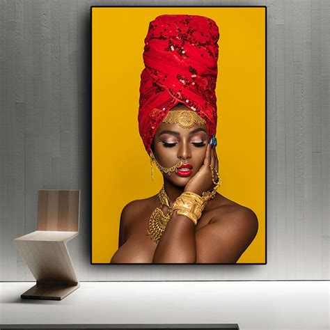 African Art Woman Oil Print On Canvas