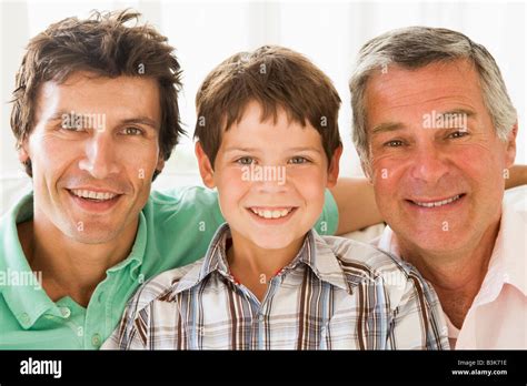 Grandfather With Son And Grandson Smiling Stock Photo Alamy