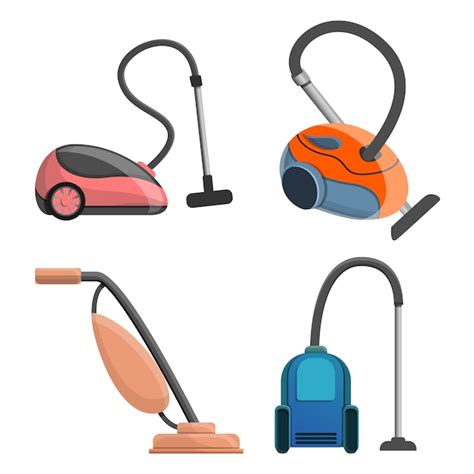 Premium Vector Vacuum Cleaner Icon Set Cartoon Style
