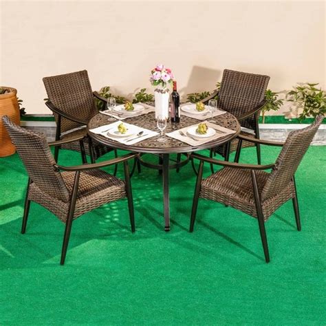 This rattan outdoor furniture set has been carefully designed to withstand any test of elements. Shop Outdoor 5 Piece Wicker Dining Set Patio Furniture ...