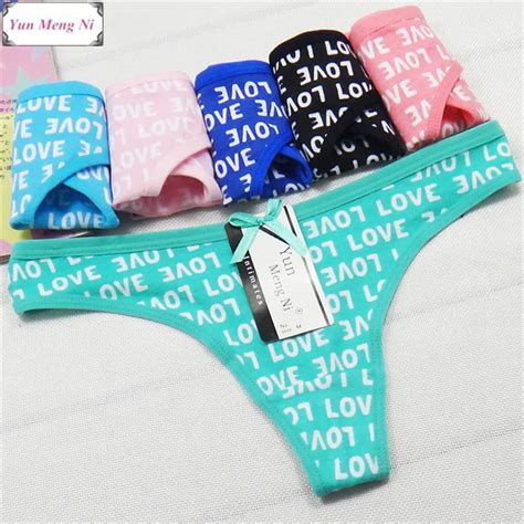 free shipping 5pcs lot sexy letters printed cotton thong trade women s underwear passion t