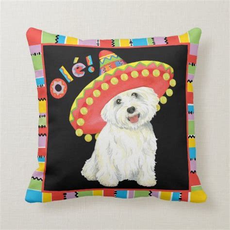 Throw pillows are a commonly used piece in interior design and come in a wide variety of shapes. Fiesta Westie Throw Pillow | Zazzle.com in 2020 (With ...