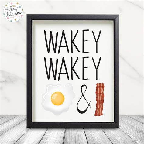 Wakey Wakey Eggs And Bakey Printable Art Kitchen Art Etsy