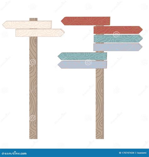 Wooden Signposts Vector Illustration Stock Vector Illustration Of