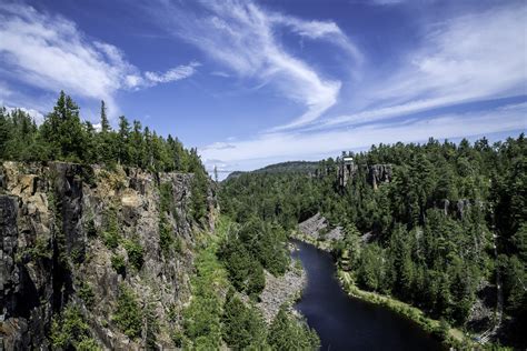 Cliffs and River under the Blue Sky at Eagle Canyon, Ontario image ...