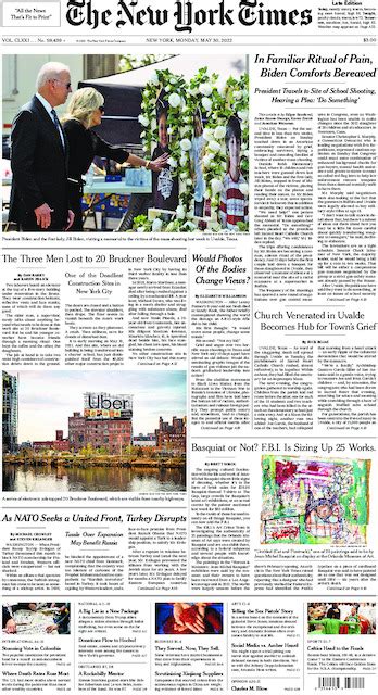 The New York Times in Print for Monday, May 30, 2022 - The New York Times