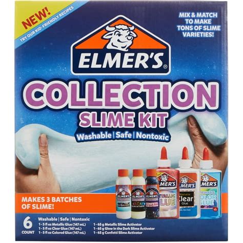 Elmers Collection Slime Kit Translucent And Metallic Glue Glow In The