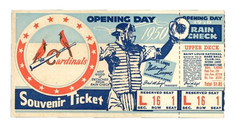 1950 St Louis Cardinals Opening Day Ticket Postcard