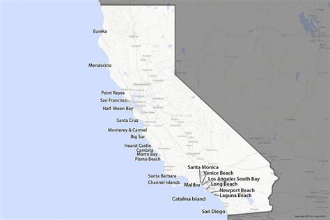 A Guide To Californias Coast Southern California Beach Towns Map