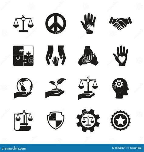Ethics Or Morals Icons Black And White Set Stock Vector Illustration Of