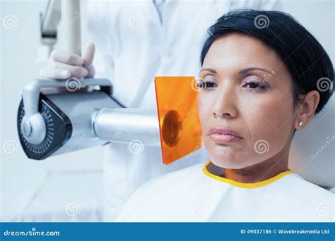Serious Young Woman Undergoing Dental Checkup Stock Photo Image Of