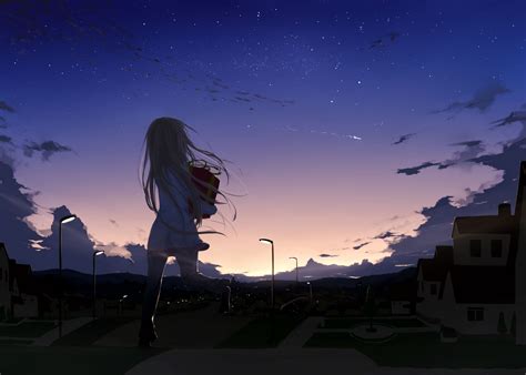 Anime Girl Looking Up At The Sky