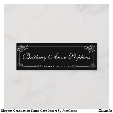 Standard business card sizes vary between countries. Elegant Graduation Name Card Insert | Zazzle.com | Name ...